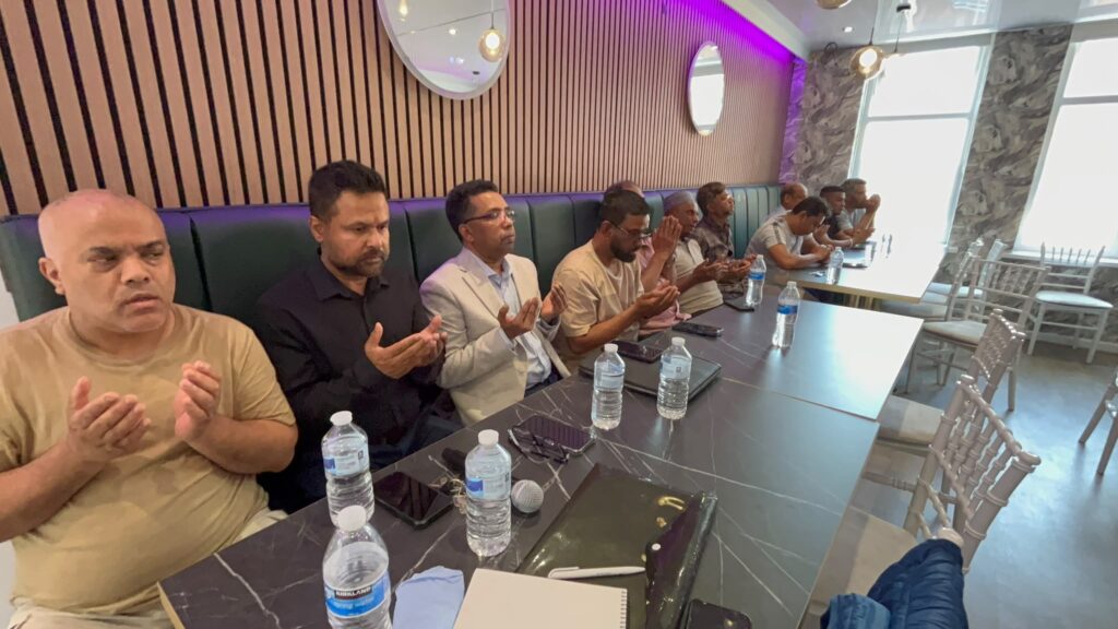 Attendees at the Jagannathpur Probashi Shongo Biennial General Meeting 2026, Uzan Vati Restaurant, Oldham.