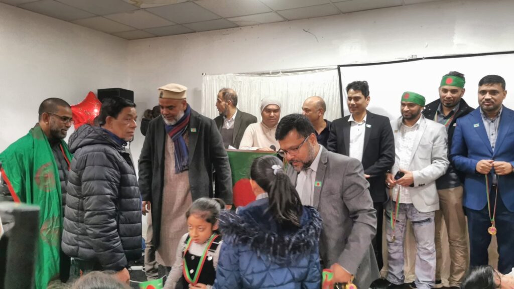 JPS Treasurer Khaled Ahmed at the Victory Day of Bangladesh celebration in Oldham.